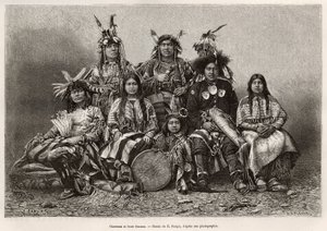 Guerriers indiens et leurs épouses (Texas). Gravure pour illustrer l