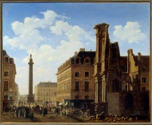 Place Vendôme et la rue de Castiglione avec les ruines de l