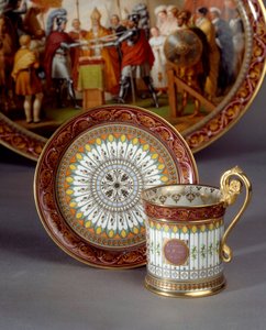 Tasse et soucoupe en porcelaine servant de chocolat. Réalisé par Etienne Charles Leguay (1762-1846) 1835 Sèvres, manufacture de porcelaine