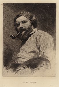 Gustave Courbet, peintre français du mouvement réaliste. Gravure par Étienne Gabriel Bocourt