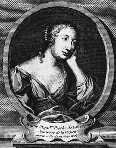 Portrait en médaillon de Marie-Madeleine Pioche de La Vergne, comtesse de La Fayette (1634-1693), romancière française, gravure par Etienne Jehandier Desrochers (1668-1741) - Etienne Jehandier Desrochers