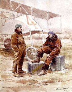 Pilotes et avion bombardier "Voisin" en 1917 - Etienne Prosper Berne Bellecour