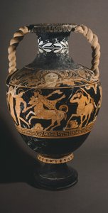 Amphore du Peintre de la Centauromachie. Céramique à figures rouges de Porano (Ombrie). Civilisation étrusque. IVe siècle av. J.-C. - Etruscan
