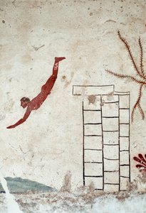 Art étrusque : Un jeune nageur plongeant. Détail