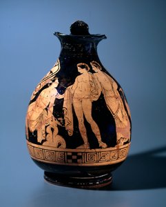 Civilisation étrusque : œnochoé en terre cuite décorée par l