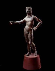 Civilisation étrusque : sculpture en bronze de la divinité de Culsans, 3e siècle av. J.-C. de Cortona, Italie - Etruscan
