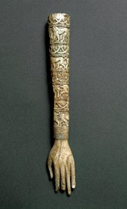 Antiquité étrusque : bras ou poignée avant de flabellum (éventail liturgique) en ivoire. De la tombe Barberini à Préneste (Palestrina). VIIe siècle av. J.-C. Rome, Museo Nazionale di Villa Giulia - Etruscan