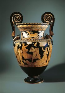 Italie, Latium, Civita Castellana, Cratère à volutes à figures rouges (vase utilisé pour mélanger le vin et l