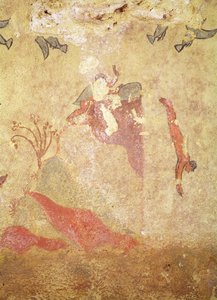 Roche et plongeurs, de la Tombe de la Chasse et de la Pêche, c.520-10 av. J.-C. (peinture murale)