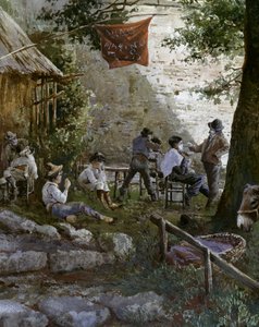 Porte Angelica à Rome, barbiers en plein air - Ettore Roesler Franz