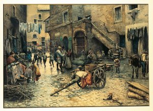 Italie, Rome, Vie de rue sur la Via Capocciuto dans le Ghetto (juif) de Rome