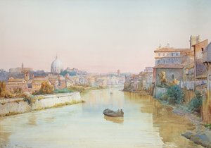 Vue du Tevere depuis le Ponte Sisto - Ettore Roesler Franz