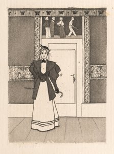 Intérieur avec jeune femme en costume de marche - Eugen Kirchner