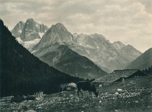 Vue du groupe de Brenta avec pâturage alpin, Madonna di Campiglio, Dolomites, Italie, 1927 - Eugen Poppel