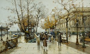 Le Quai du Louvre, Paris - Eugene Galien Laloue