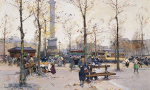 Place de la Bastille, Paris - Eugene Galien Laloue
