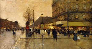 Scène de rue parisienne - Eugene Galien Laloue