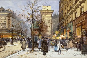 Figures sur le boulevard St. Denis au crépuscule - Eugene Galien Laloue