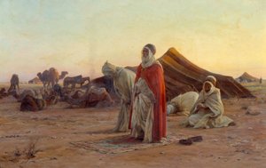 Tente dans le désert La prière. Détail. Peinture par Eugène Alexis Girardet (1853-1907) 19e siècle Bayonne, musée Bonnat