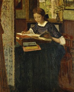 Jeune fille écrivant - Eugene Antoine Durenne