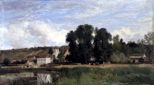 Sur les rives de la Seine à Levy - Eugene Antoine Samuel Lavieille