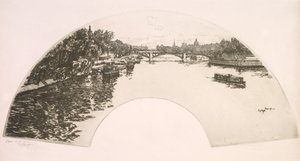 Éventail, La Seine vue du Pont Royal - Eugene Bejot