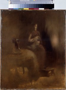 Femme avec un bébé sur ses genoux - Eugène Carrière