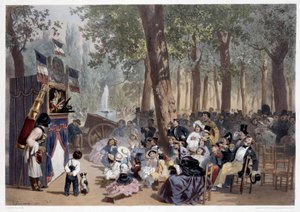 Le spectacle des guignols aux Champs-Élysées à Paris au XIXe siècle - Eugene Charles Francois Guerard