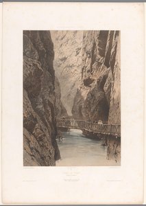 Promeneurs sur un pont à travers les gorges de Trient