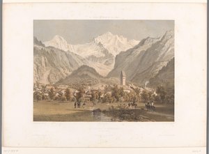 Vue sur Unterseen et la Jungfrau - Eugene Ciceri