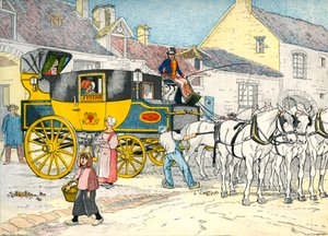 Diligence à une remise en 1840 - Eugene Courboin