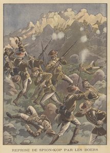 Bataille de Spion Kop, Afrique du Sud (lithographie en couleur) - Eugene Damblans