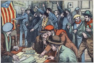 Les séparatistes catalans préparent leur complot à Paris. Illustration de Damblans. Dans « Le Pèlerin » du 28 novembre.