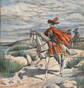Illustration pour "Les Trois Mousquetaires", début du 20e siècle (gravure) - Eugene Damblans