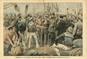 Les marins révoltés du cuirassé russe Kniaz-Potemkine se rendent aux autorités roumaines à Constanza - Russie, Marine, Roumanie, Révolution de 1905