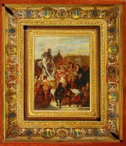 Dans les jardins de Versailles, Puget présente sa statue de Milon de Croton au roi Louis XIV ... - Eugene Deveria