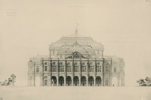 France, Paris, Dessins soumis par Viollet le Duc pour la construction du nouvel opéra de Paris