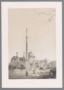 Mosquée Baba Sukhte avec le minaret Bagh-e-Ghoushkhane à Ispahan (Paysages persans, Perse moderne) - Eugene Flandin
