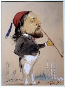 Portrait de Théophile Gautier (1811-1872) fumant son chibouk