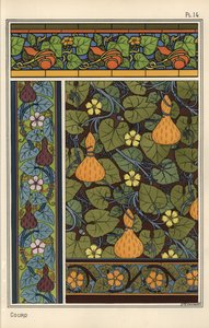 Gourde dans des motifs de papier peint, vitrail et tissu - Eugene Grasset