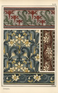 Jonquille, Narcissus jonquilla, comme motif de design en papier peint et motifs de tissu - Eugene Grasset