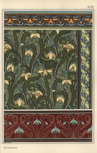 Perce-neige, Galanthus nivalis, comme motif de design dans des motifs de papier peint, bordures et tissus - Eugene Grasset