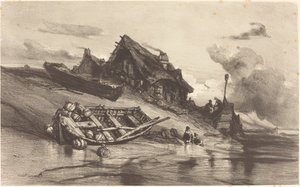 Chaumières de pêcheurs - Eugene Isabey