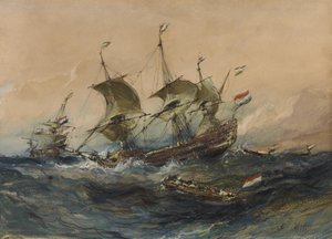 Navires néerlandais dans la tempête