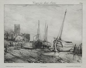 Bateaux de pêche le long de la plage - Eugene Isabey