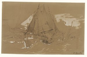 Bateau de pêche dans une tempête - Eugene Isabey
