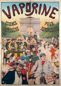 Essence Homogène Vaporine pour Automobiles, illustration signée par Eugene Le Mouel