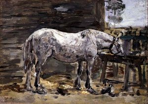 Un cheval buvant, vers 1885-90 - Eugene Louis Boudin