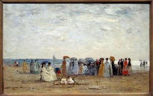 Baigneurs sur la plage de Trouville, Calvados