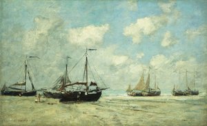 Scheveningue, Bateaux Échoués sur la Grève, 1875